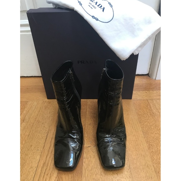 Prada Black Patent Leather Heeled Boot - Picture 2 of 4